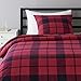 Produktbild Amazon Basics - Bettwäsche-Set, Fein-Biber, 135 x 200 cm, Rote Karos
