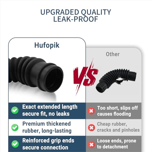 Hufopik 1 Pcs Washer Drain Hose Assembly AEM73213001 - Thicker Tub-to-Pump Connector with Stainless Steel Hose Clamps - Compatible with LG Washing Machines