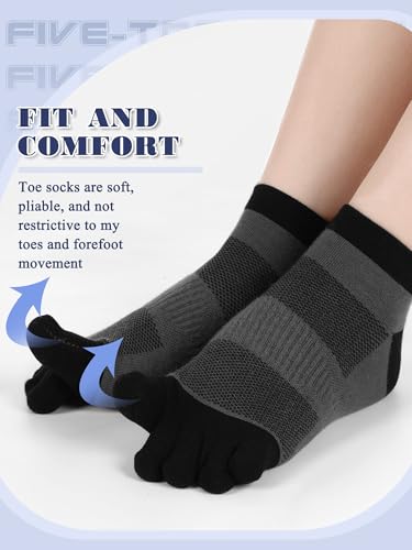 Image of Fourluoo 6 Pairs Women Cotton Athletic Toe Socks
