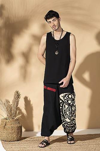 Image of The Veshti Company Printed Harem Pants for Men's Cotton Hippie Style Baggy Boho Yoga Pajama Pant with Pocket