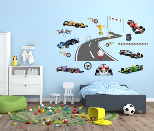 Vinilo decorativo coches de carreras para habitación infantil