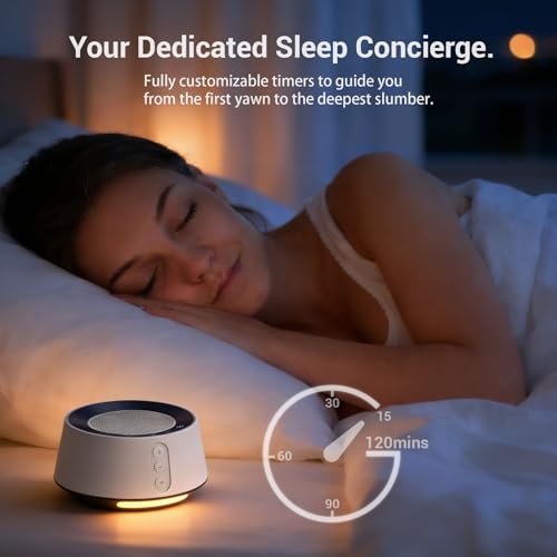 Image of White Noise Machine with Night Light - 20 Soothing Sounds, 10 Color Lights, 5 Timer Settings & Memory Function, Portable Sleep Sound Machine for Baby Nursery, Kids & Adults, Zebra Wood