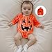POZMTIORE Unisex Infant Baby Pumpkin Costume Halloween Outfits Long Sleeve Grimace Romper With Hat 0 3 6 9 12 M (Orange, 3-6 Months)