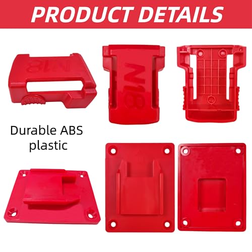 Ryzljss 20 Pack Tool Battery Packs Holder Compatible with Red 18V Batteries Drill, 10 PCS Tool Holders and 10 PCS Battery Packs Holders with Screws by Ryzljss - Used condition - Image 5