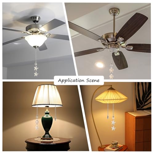 Image of CRASPIRE 12Pcs 2 Styles Sea Turtle Ceiling Fan Pull Chain Synthetic Turquoise 14.17 Inch Starfish Summer Ocean Hanging Charm Ornament Fan Ball Chain Extender Danglers for Ceiling Fan Light Lamp Decor