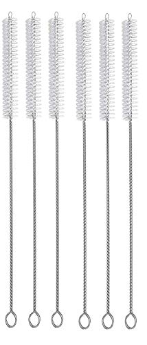 Image of YTM (Pack of 6) Straw Cleaning Brush Stainless Steel Nylon Thin Pipes Drinking Straw Cleaning Brushes | Test Cleaning Brush Nylon Bristles |Sliver-White-6 Pcs