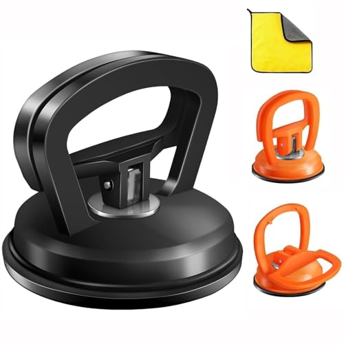 ZEHXI Dent Puller, 3 Pack Dent Remover Tool for Car,Suction Cup Car Dent Puller Kit with Handle,Dent Repair Kit for Cars Body, Glass, Screen (Black+Orange)