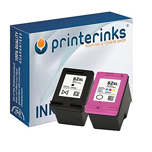 Printerinks Compatible 2 Pack 62XL Black and 62XL Colour Ink Cartridges Full set for Envy 5540 5541 5542 5546 5660 5644 5646 5640 7640 OfficeJet 200 250 5740
