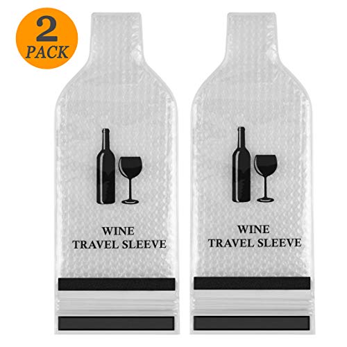 WISH 2 Pack Wine Bags for Travel, Reusable Wine Travel Bottle Protector Bags