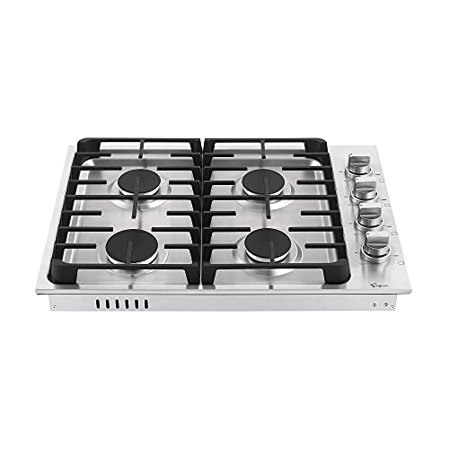 Empava 30" Builtin Gas Stove Cooktop with 4 Sealed BurnersLPG Convertible in Stainless Steel