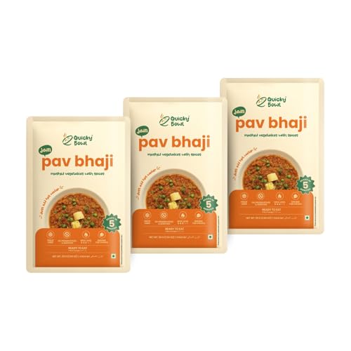 Image of Quicky Bowl Jain Pav Bhaji|Mashed Vegetable Curry|Ready To Eat|No Onion No Garlic Food|Instant Food|(Pack Of 3)
