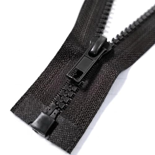 Image of MebuZip 2PCS #5 20 Inch Separating Jacket Zippers Resin Zipper Molded Plastic Zippers Bulk for Sewing Coat Jackets Clothes (Black)