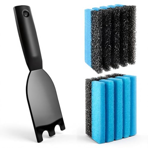 JTJEI 2-Pack Cleaning Sponge 12207 and 1-Pack Grill Scraper for George Foreman Grill, Kitchen Sponges and Scraper Compatible with Most Other Indoor & Outdoor Grills with Grooves and Sandwich Makers