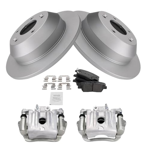 Image of TRQ Rear Brake Pad and Rotor Set Ceramic G Coated Rotors Calipers