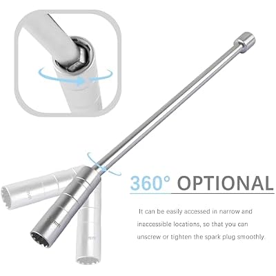 Salior 14mm+16mm Extend Spark Plug Socket,Thin Wall 12 Points 3/8 Drive Spark Plug Removal Tool Compatible with BMW Nissan More Car,Steel Magnetic Spark Plug Socket Set Car Tools (14mm+16mm Extend)
