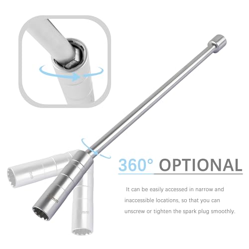 Image of Salior 14mm Extend Spark Plug Socket,Thin Wall 12 Points 3 /8 inch Drive Spark Plug Removal Tool Compatible with BMW Nissan More Car,Steel Magnetic Spark Plug Socket Set Car Tools (14mm Extend)