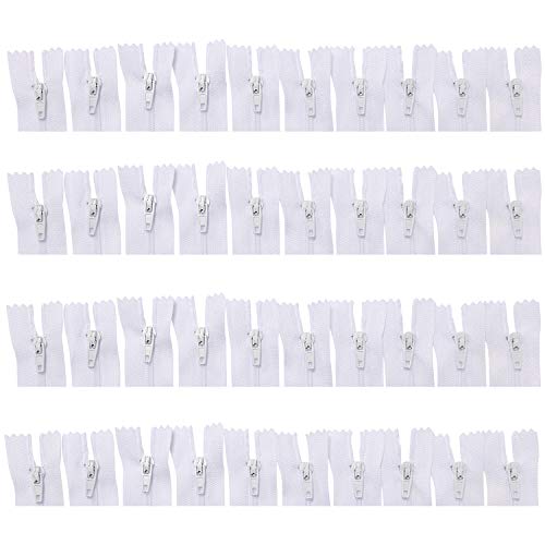 60pcs Nylon Coil Zippers, 14 Inch Colorful Sewing Zippers Supplies for Tailor Sewing Crafts (White) - Thumbnail 5