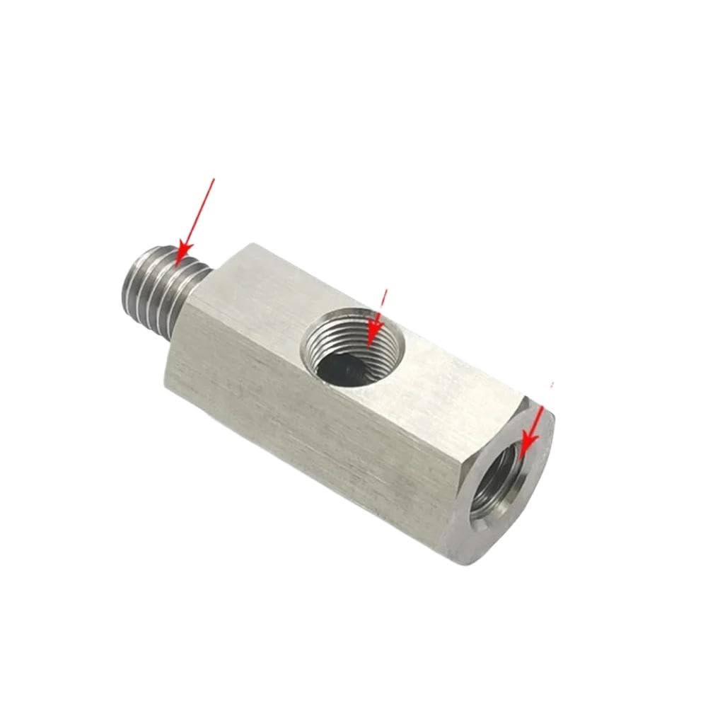 Three-Way Hydraulic Adapter M10x1 to 1/8 NPT Stainless Steel Compatible with Automotive Turbocharger Systems