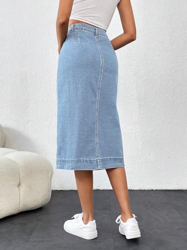 Image of GRECIILOOKS Denim Skirt for Women | Long Skirt for Women | Skirt for Women | Denim Skirt for Women Long | Pencil Skirt for Women