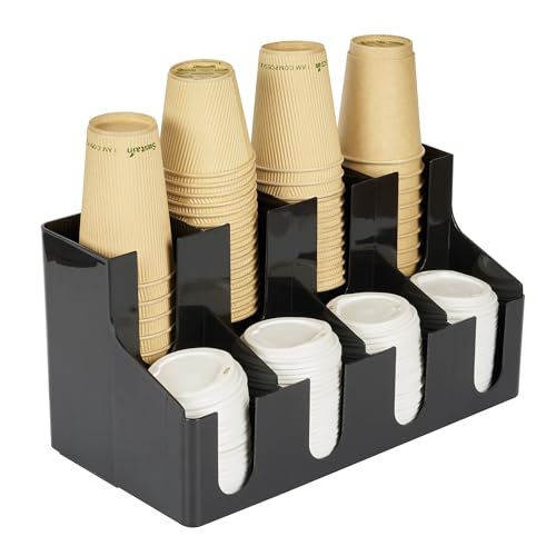 Restaurantware Restpresso Coffee Bar Organizer, 1 Count Durable 8 Compartments, Compact Size, Black Plastic Tabletop Coffee Supplies Organizer For Homes, Office Spaces, Breakrooms, and Lounges