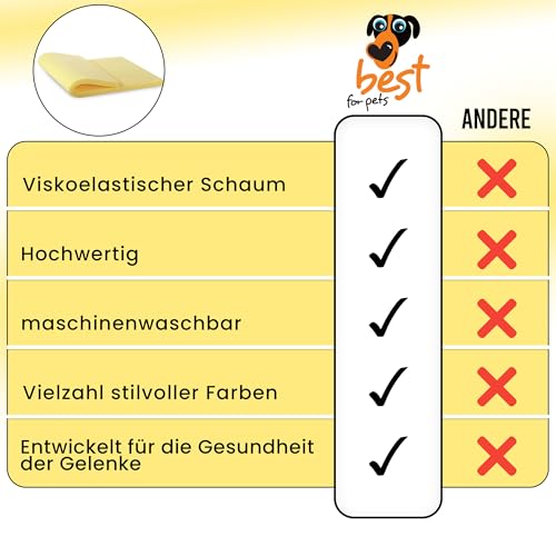Best For Pets Orthopädisches Hundebett | Hundebett Waschbar | Viskoelastisches Hunde Bett | Orthopädisches Hundekissen | Memory Foam Matratze | | Faltbares Hunde Bett (85x65x4)