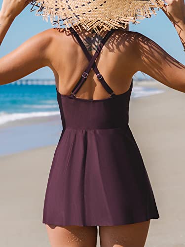 CUPSHE One Piece Swimsuit for Women Tummy Control Swim Dress Crisscross Ruched Skirted Bathing Suit with Bottom3