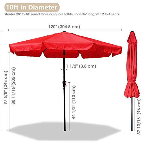 Yescom 10Ft Special Valance Uv 30+ Metal Outdoor Patio Umbrella With Crank Tilt For Table Garden Yard Beach Pool Pond #TOP5