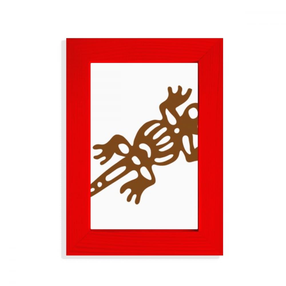 Cadre photo gecko lézard rouge Mexico Totems décoration murale bois