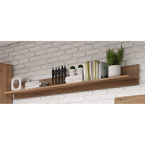 Lomadox Wohnwand Eiche Grandson Nb. inkl. Beleuchtung und Couchtisch moderner Stil mit Glas Einsätzen und Metallgriffen, B/H/T: ca. 320/204/50 cm – Bild 7