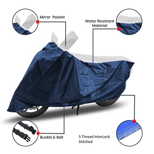 Image of Hunter 350 Two Wheeler Bike Cover Accessories - Dustproof - UV Protection - Premium Bike Cover Blue White