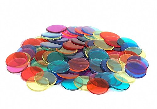 Hygloss Products, Inc 150 Chips-Plastic Color Bingo Supplies Discs for Counting, Game Tokens, Markers-Translucent, 7/8" Diameter, 150 Pack, Pcs