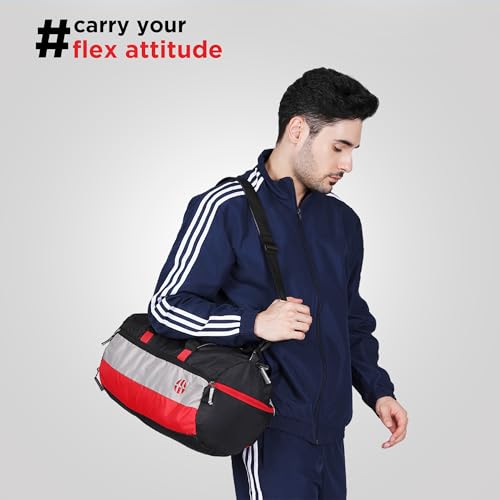 Harissons Trinity 28L Water Resistant Sports Duffel Gym Bag for Men & Women with Shoe Compartment & Yoga Mat Holder (Black & Orange)