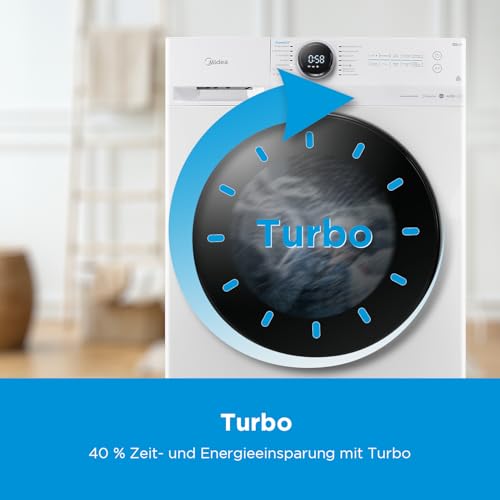 Midea MF200W80WB-14AS Waschmaschine / 8KG / nur 48 cm tief/Energieeffizienzklasse A/Steam Care/Nachlegefunktion / 1400 U/min/Turbo Wash/APP-Steuerung, AquaStop – Bild 4