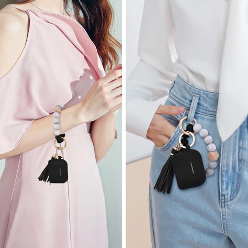 Image of Filoto for AirPods Pro 3 Case (2025), Soft Silicone Protective Case Cover Compatible with Apple AirPods Pro 3rd Generation with Beaded Bracelet Keychain Accessories for Women Black