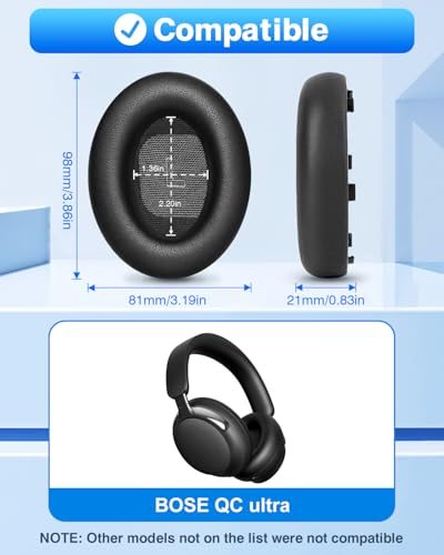 Link Dream almohadillas para Bose QuietComfort Ultra Gen 1 y Gen 2 - Negro miniatura 2
