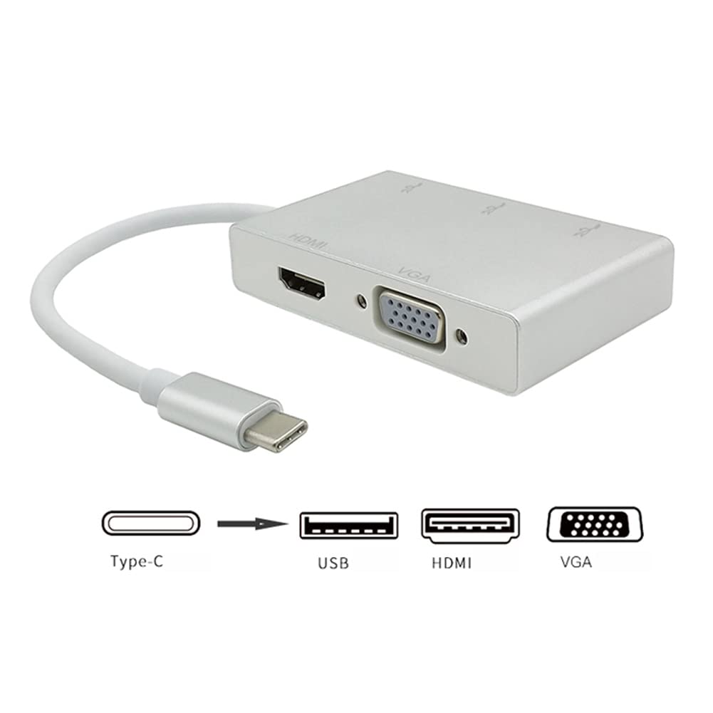 H59CS HUB USB C do HDMI USB C 3.1 na HDMI VGA 3X USB 3.0 USB Hub Multiport Adapter kompatybilny z laptopami MacBook/MacBook Pro / Samsung Galaxy S8/S8 Plus Dell Lenovo Surface
