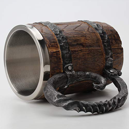 Caneca de cerveja UPKOCH com copo de aço inoxidável vintage barril café bebidas caneca Home Bar Cafe