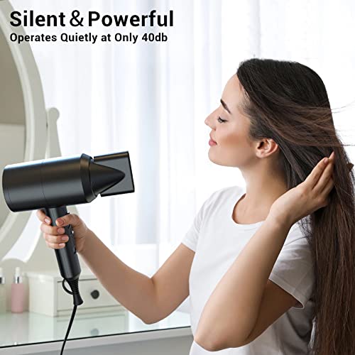 Image of SHRATE Ionic Hair Dryer with Diffuser | Professional Blow Dryer for Curly, Frizzy & All Hair Types | Low Noise & Gentle for Sensitive Hair | Compact & Portable Design for Home, Travel, Women & Men