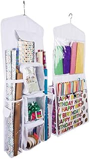 Regal Bazaar Double-Sided Hanging Gift Bag and Gift Wrap Organizer (White)
