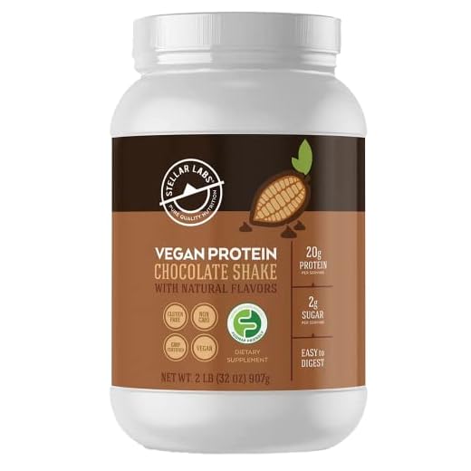 Stellar Labs Vegan Protein Powder with BCAA's & Antioxidants | Certified Low FODMAP, Non GMO, Gluten Free, Soy Free, Low Carb, with Stevia | Lean Plant Based Protein Powder Shakes | Chocolate