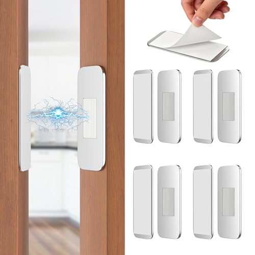 Ultra-Thin Cabinet Door Magnets Jiayi 4 Pack Adhesive Quiet Magnetic Door Catch for Kitchen Cupboard Drill-Free Magnet Latch Drawer Closure Small Wardrobe Sliding Door Magnetic Catches