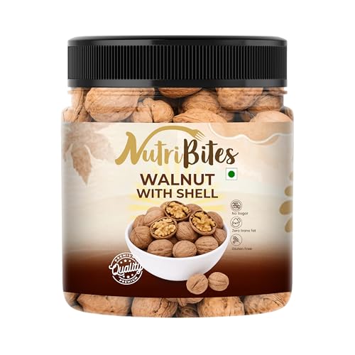 NutriBites Premium Walnut With Shell 100g | Whole Natural Akhrot | In-Shell Walnuts | Crunchy Walnut Nuts | Rich in Protein & Fiber | Healthy Dry Fruit for Snacking & Breakfast | Jar Pack