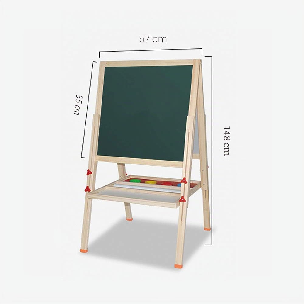 Lavagna per bambini a doppio lato con nero magnetico, cavalletto per bambini, cavalletto per bambini 3 in 1, set di 30 accessori, lavagna bianca magnetica per bambini in legno 3-4 4-8 9-12 anni