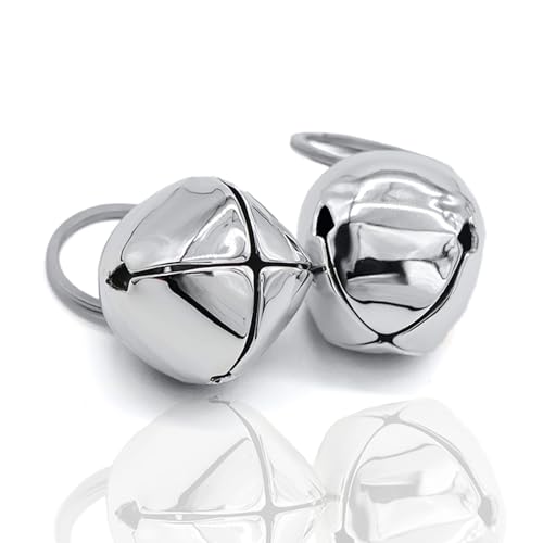 IVIA PET Large Dog Bells, Collar Loud Bells, Pet Tracker & Training, Handmade Metal(Silver)