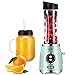 Sangcon Standmixer Smoothie Maker To Go, 300W Sport Retro Mixer Set für die Küche, 600ML Tritan To Go-Flasche+600ML Mason Cup, mit 2 Trinkverschluss, 1 Stroh, 4-Klingen Messer, Pulse-Taste, Grün