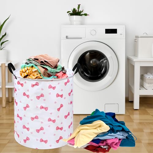 Image of 19.7 inch Round Kids Laundry Basket Gift Basket Storage Laundry Hamper Laundry Basket Baby Toys Nursery Bin with Handles,Storage Basket for Kids Room Bedroom Decor