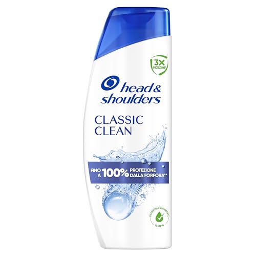 Head & Shoulders Classic Clean Shampoo Antiforfora 250ml per Uso Quotidiano. Fino al 100% Protezione dalla Forfora. Clinicamente Testato. Per Tutti i Tipi di Cute e Capelli. Sensazione di Freschezza