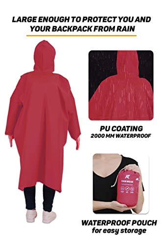 Image of ROCKSPORT Unisex Hooded Rain Poncho for Adult,Waterproof, lightweight,Reusable& Packable, One Size Fits Most, Free Size