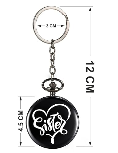 Image of Vintage Gandhi Style Pocket Watch with Engraved Designs & Messages Royal Black Analog for Men Women & Kids Includes Key Ring for car or Bike Keys Ideal Gift