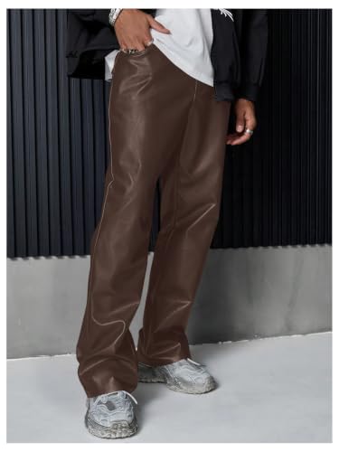 Image of GORGLITTER Men's Leather Pants Baggy Western Concert Cowboy Rodeo Outfits